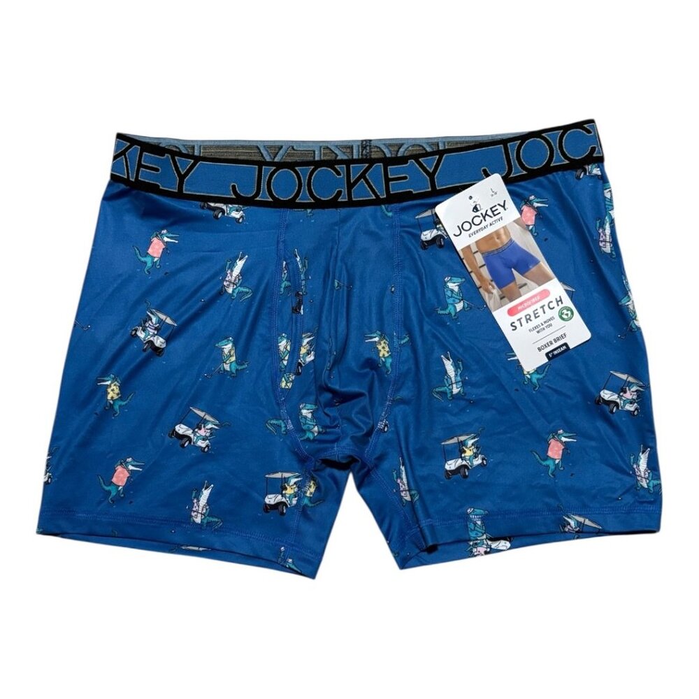 Jockey Microfiber Stretch Boxer Brief Men's L 36 38 Golfing Alligators 5" Inseam